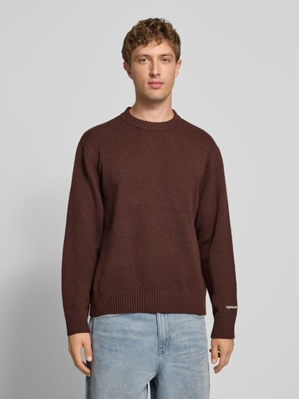 JACK & JONES Gebreide pullover met labelstitching, model 'NORREBRO' Middenbruin - 4