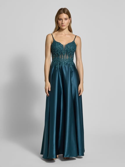 LUXUAR FASHION Abendkleid mit Herz-Ausschnitt Dunkelgruen 4
