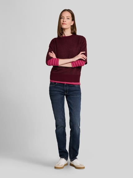 Tom Tailor Regular Fit Pullover mit Baumwoll-Anteil Bordeaux 1