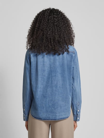 OPUS Jeansbluse mit aufgesetzter Brusttasche Modell 'Fasera ocean' Jeansblau 5