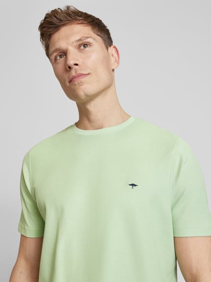 Fynch-Hatton T-Shirt mit Logo-Stitching Hellgruen Melange 3