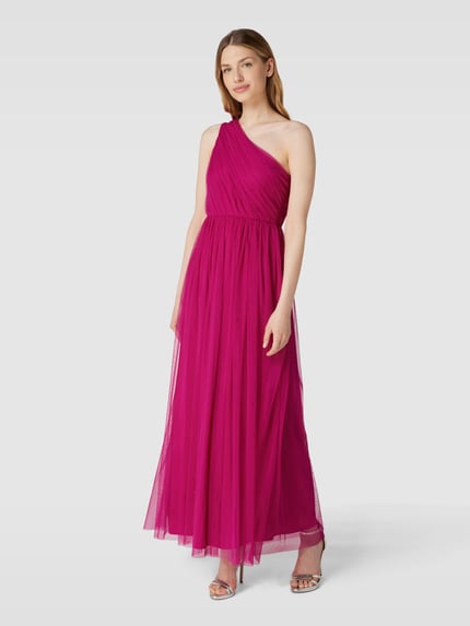 Lace & Beads Abendkleid mit One-Shoulder-Träger Kirsche 1