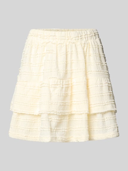 ONLY Spódnica mini rozkloszowana z falbanami model ‘GAYLE’ Złamany biały 2