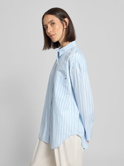 Tommy Hilfiger Oversized Hemdbluse aus reiner Baumwolle Hellblau 3
