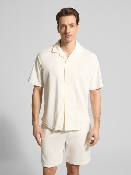 MCNEAL Slim Fit Freizeithemd aus Frottee Offwhite 4