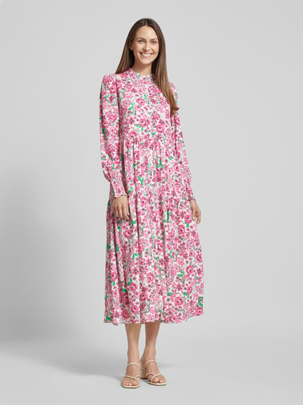 YAS Midi-jurk met opstaande kraag, model 'ALIRA' Felroze - 1