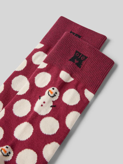 Happy Socks Skarpety z nadrukiem z logo Bordowy 2