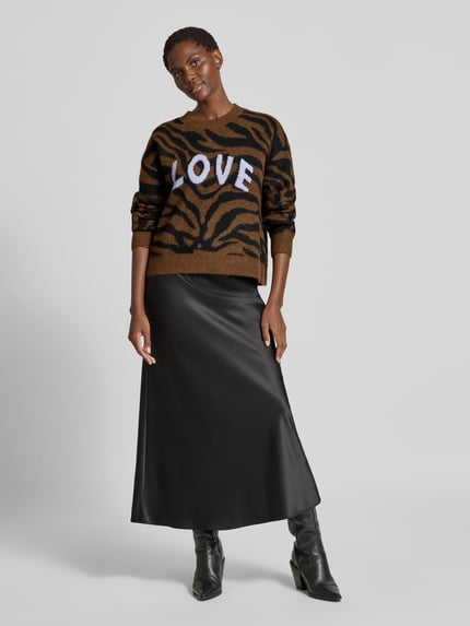 VERO MODA Regular Fit Strickpullover mit Woll-Anteil Modell 'NEWKAI' Cognac Melange 1