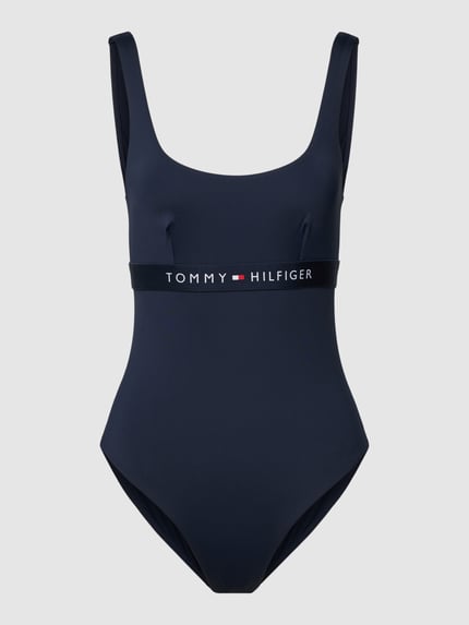 Tommy Hilfiger Badpak met labeldetail, model 'ONE PIECE' Marineblauw - 1