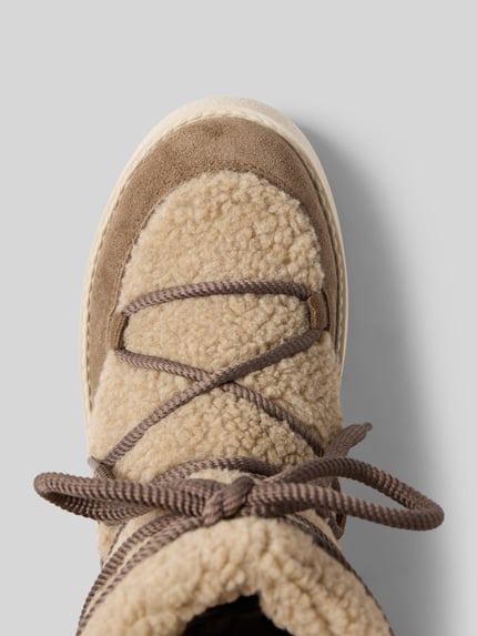 Marc O'Polo Teddyfell-Stiefel mit Schnürung Modell 'PIA' Taupe 3