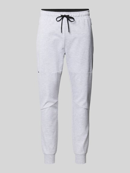 Produktfoto, Sweatpants met katoenmix model 'GORDON' van Jack & Jones, smalle fit, elastische tailleband met trekkoord, zijritszakken, lichtgrijs, grove textuur