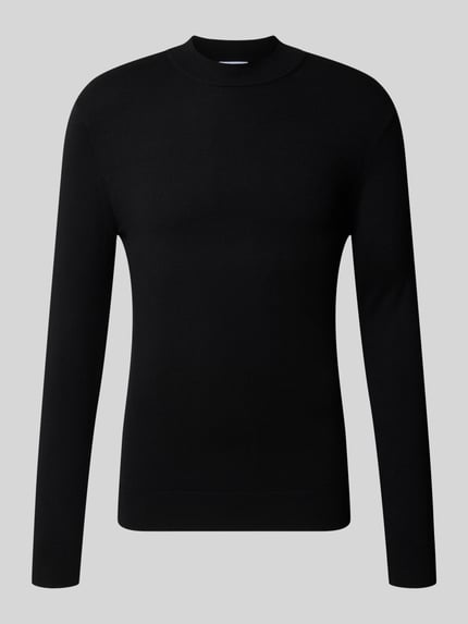 Slim Fit Strickpullover aus Viskose-Mix mit Stehkragen Shop The Look MANNEQUINE