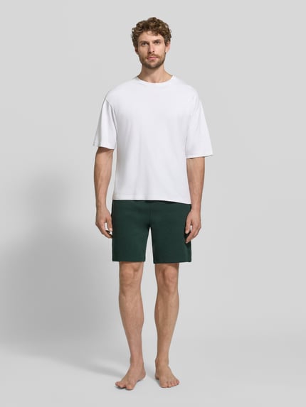 BOSS Regular Fit Sweatshorts mit Waffelstruktur Dunkelgruen 1