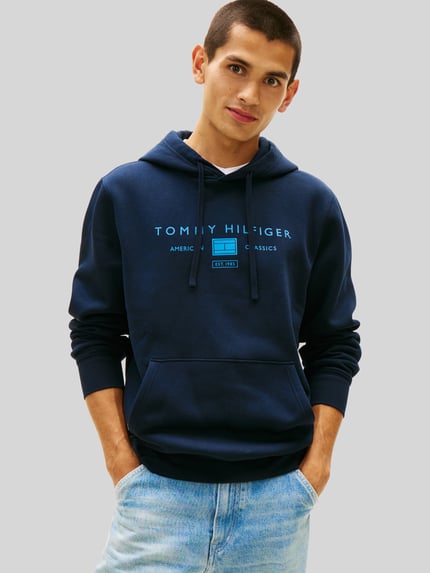Tommy Hilfiger regular fit hoodie met logoprint Marineblauw - 4