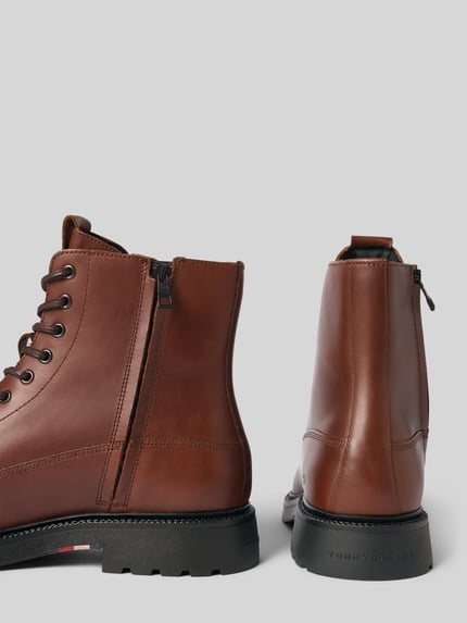 Tommy Hilfiger Stiefel aus echtem Leder mit Reißverschluss Cognac 2