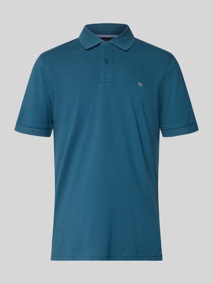 Produktfoto, Regular Fit Poloshirt mit Stitching von Christian Berg Men z bawełny, krój regular fit, listwa guzikowa, haft, długość tyłu 70 cm w rozmiarze M, kolor niebieski, gładka faktura