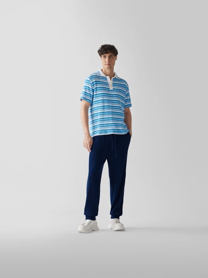 Maison Flaneur Hose mit elastischem Bund Blau 1