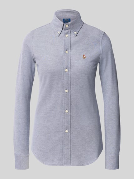 Productfoto, regular fit overhemdblouse van puur katoen in lichtblauw met knoopsluiting, Regular Fit Hemdbluse aus reiner Baumwolle van Polo Ralph Lauren, Dames