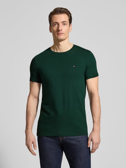 Tommy Hilfiger Slim Fit T-shirt van katoenmix Donkergroen - 4