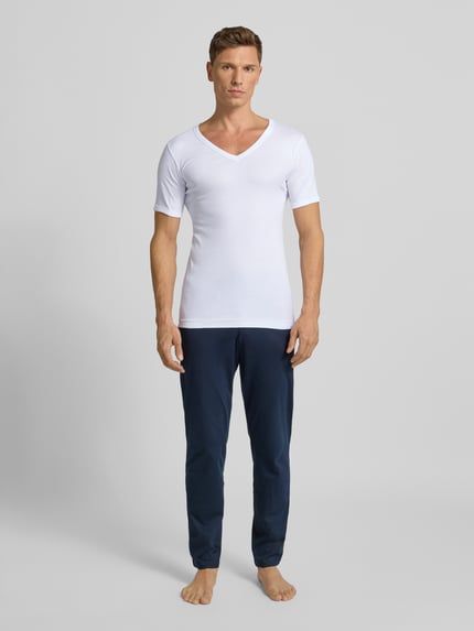 GÖTZBURG 1889 T-Shirt mit geripptem V-Ausschnitt im 2er-Pack Weiss 1