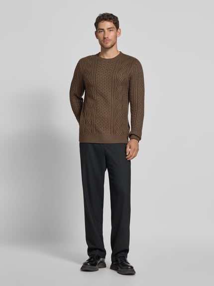 JACK & JONES Premium Sweter z dzianiny z prążkowanymi wykończeniami model ‘BLUSEAN’ Oliwkowy 1