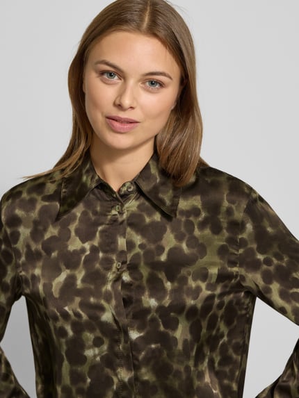 MANGO Regular Fit Bluse mit verdeckter Knopfleiste Modell 'CAMILA' Khaki 3