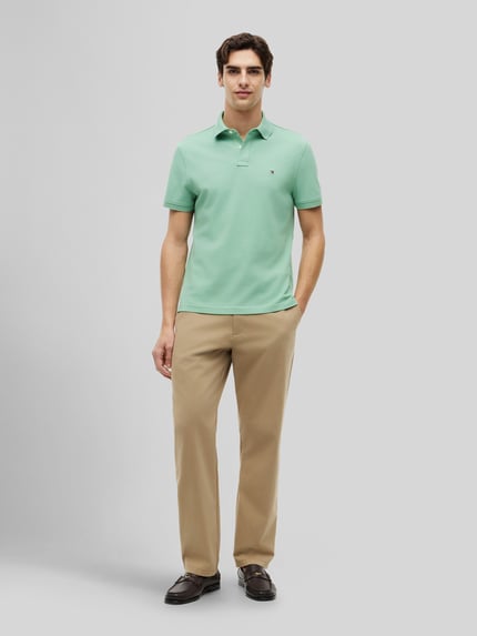 Tommy Hilfiger Regular Fit Poloshirt aus Baumwoll-Mix Hellgruen 1