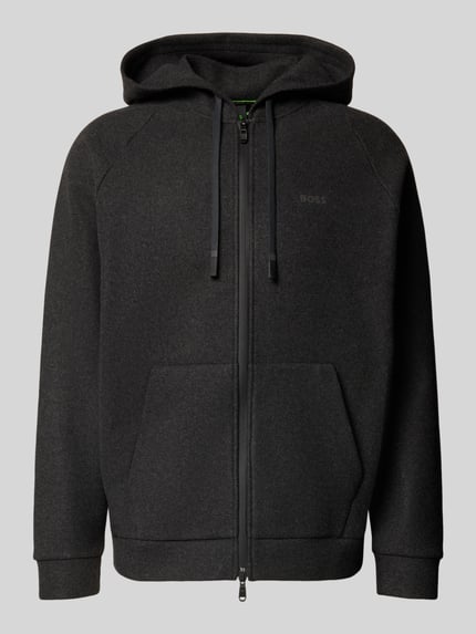 Produktfoto, Regular fit sweatjack met capuchon model 'SW_Transit' van BOSS Green in effen zwart met zachte textuur