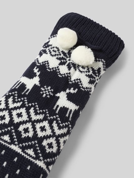 CAPELLI NEW YORK Socken in Strick-Optik Modell 'Gingerbread Home' Marine 2