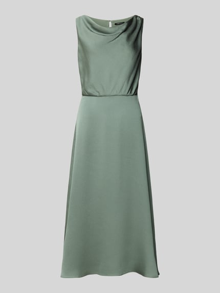 Productfoto, Cocktailkleid in Midilänge mit Wasserfall-Ausschnitt van Swing in lichtgroen met structuurpatroon, getailleerde fit, gevoerde onderrok, keyhole op de rug, naadrits, ruglengte 120 cm, borstwijdte 48 cm