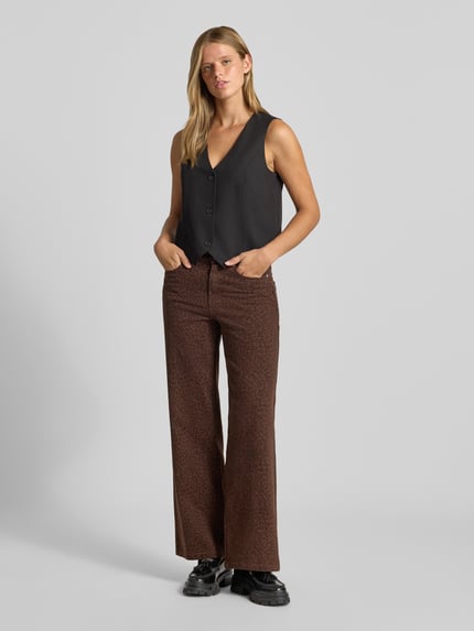 ONLY High Waist Weite Hose aus Baumwoll-Mix Modell 'MADISON' Dunkelbraun 1