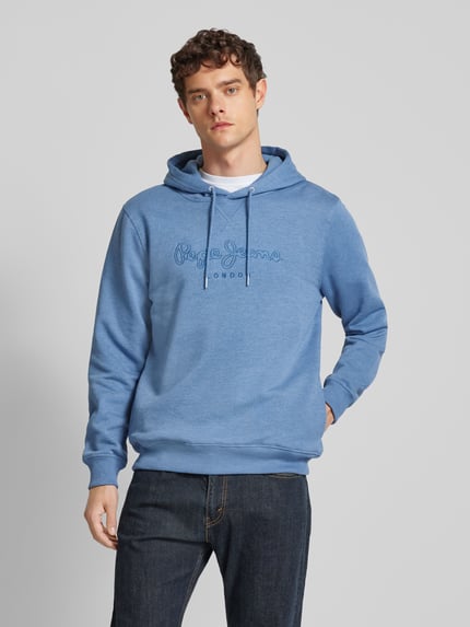 Pepe Jeans Hoodie met labelstitching, model 'New Nouvel' Marineblauw - 4
