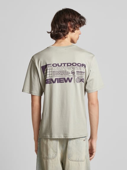 REVIEW T-Shirt mit Label-Print Hellgrau 5