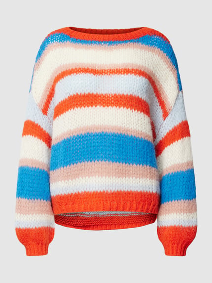 VERO MODA Strickpullover mit Blockstreifen Modell 'LANEY' Rot 2