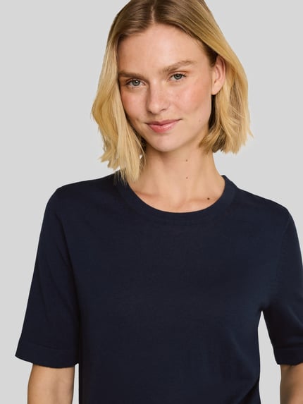 Tom Tailor Regular Fit Pullover aus Baumwoll-Mix mit Seiden-Anteil                                                                                                                                                                                                                                                                               ' Marine 3