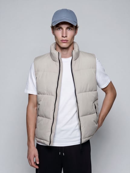 ONLY & SONS Steppweste mit hohem Stehkragen Sand 4