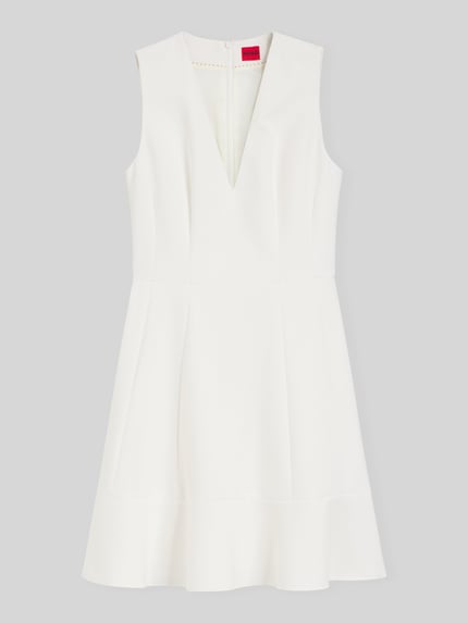 HUGO Figurbetontes Freizeitkleid mit tiefem V-Ausschnitt Modell 'KERSTY' Offwhite 2