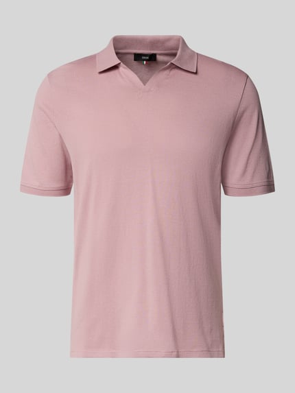 Productfoto, roze slim fit poloshirt met V-hals, model 'BOLL' van CINQUE, puur katoen, ruglengte maat M: 68 cm