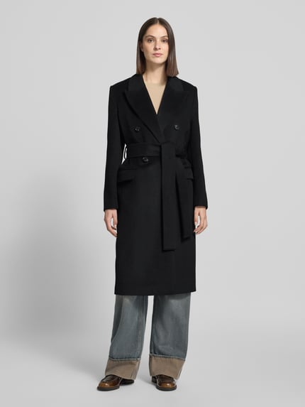 MANGO Mantel mit Reverskragen und Bindegürtel Modell 'EYE' Black 4