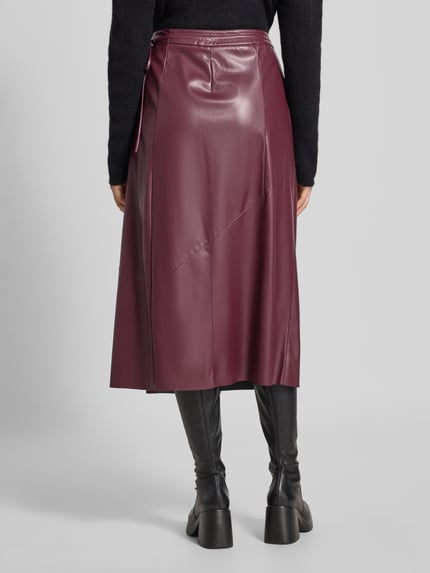 Oui Midirock in Leder-Optik im asymmetrischen Design Bordeaux 5