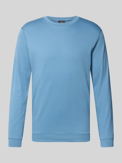 Produktfoto, Regular Fit Longsleeve aus reiner Baumwolle Modell 'Pima' von RAGMAN in Hellblau, Rundhalsausschnitt, glatte Struktur, Herren Longsleeve