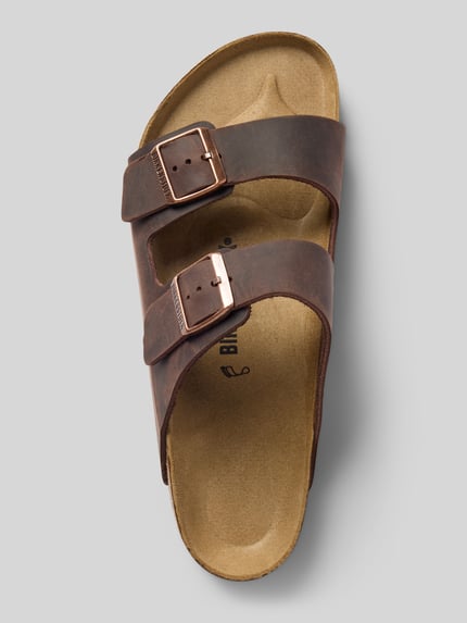 Birkenstock Slides aus echtem Leder mit breiten Riemen Modell 'ARIZONA' Mittelbraun 3
