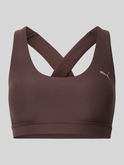 Produktfoto, Slim Fit Sportbh mit Logo-Print Modell 'Cloudspun' von PUMA, elastyczny materiał, krój slim fit, Cloudspun, kolor brązowy