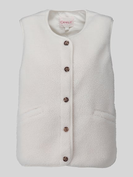 ONLY regular fit bodywarmer in teddystof model 'BABY' Beige gemêleerd - 2