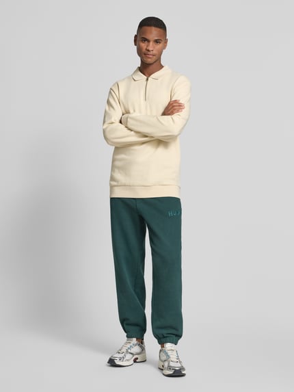 HUGO Relaxed fit sweatpants van katoenmix, model 'DELWONY' Donkergroen - 1