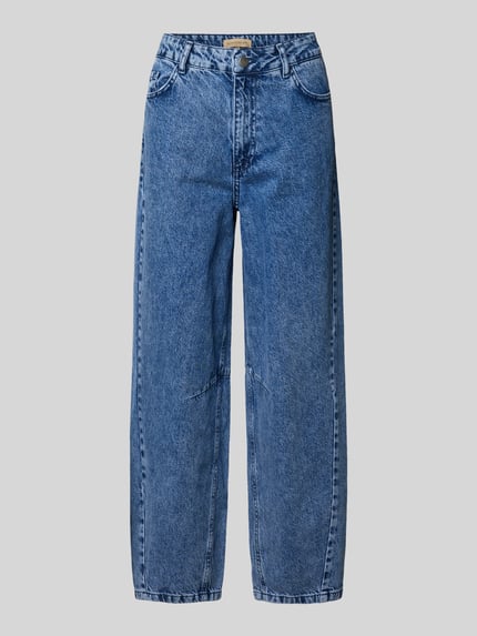 Produktfoto, Jeans mit 5-Pocket-Design Modell 'DOLORES' von Soyaconcept, reine Baumwolle, lockerer Schnitt, mittleres Blau, strukturierte Oberfläche