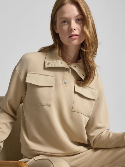 Scotch & Soda Sweatshirt mit Stehkragen Sand 3