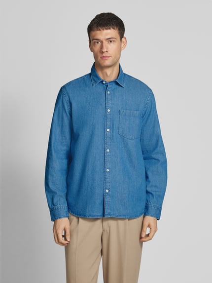 Selected Regular Fit Freizeithemd mit Brusttasche Jeansblau 4