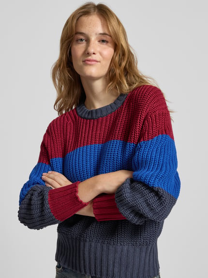 Calvin Klein Jeans Strickpullover mit Rundhalsausschnitt und Streifenmuster Bordeaux 3