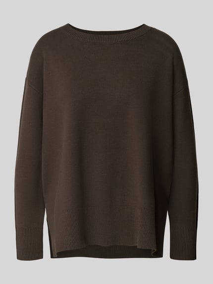 COMMA Strickpullover aus Viskose-Mix mit Rundhalsausschnitt Dunkelbraun 2